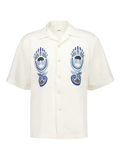 Commas Camp-collar Embroidered Shirt In White