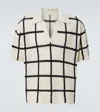 Commas Off-white & Black Crochet Check Open Placket Polo In Off White/black