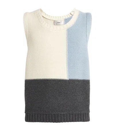 Commas Colour Block Sweater Vest In Cream/blue/blk