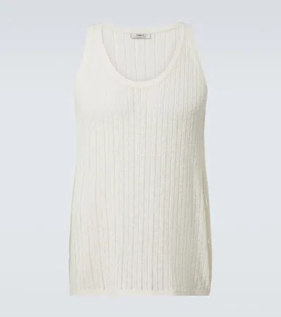 Commas Cotton And Linen Tank Top In White