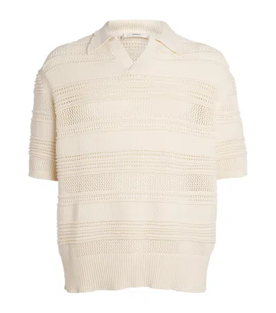 Commas Cotton-blend Crochet Polo Shirt In Neutral