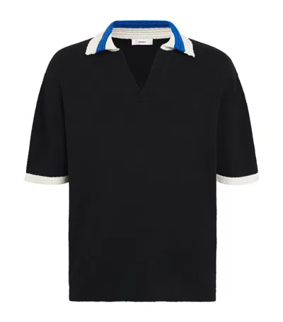 Commas Cotton-blend Knit Polo Shirt In Black