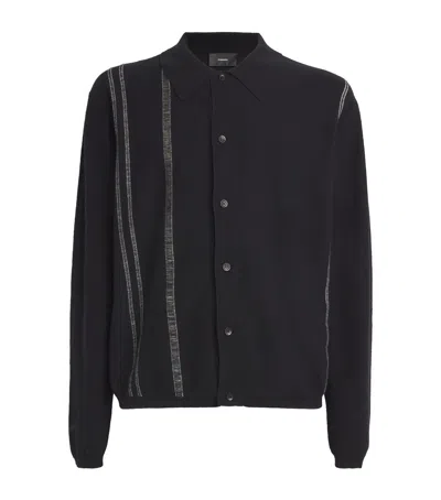 Commas Cotton-cashmere Yarn Stripe Cardigan In Black