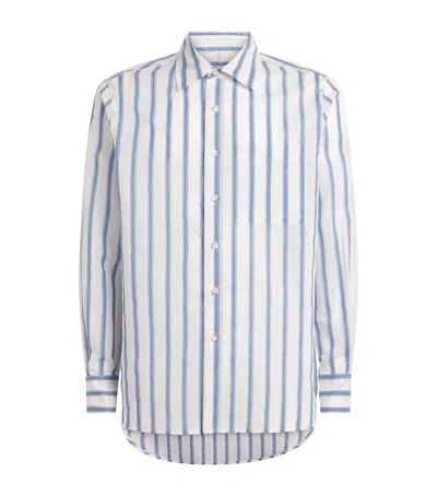 Commas Cotton Silk Gradient-stripe Shirt In Blue