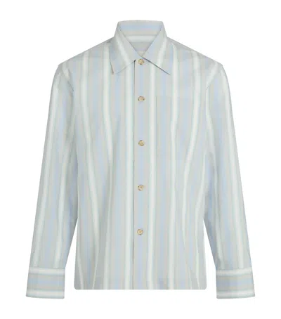 Commas Cotton-silk Stripe Wave Shirt In Blue