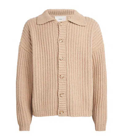 Commas Cotton-wool Fisherman Rib Cardigan In Brown