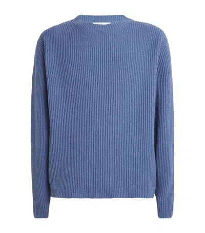 Commas Cotton-wool Fisherman Rib Sweater In Blue