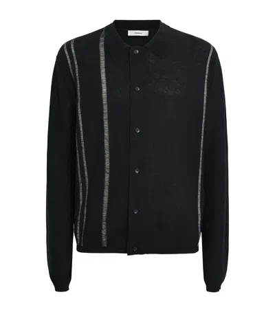 Commas Cotton-cashmere Stripe Cardigan In Black