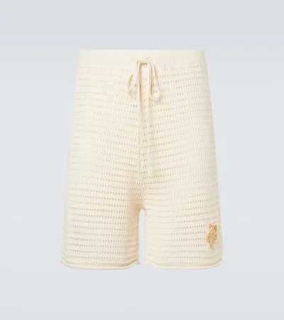 Commas Crochet Floral-appliqué Open-knit Bermuda Shorts In White