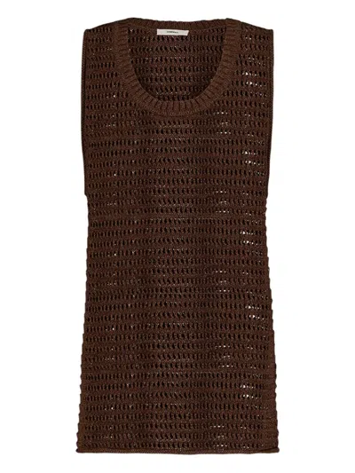 Commas Crochet-knit Sleeveless Tank Top In Brown