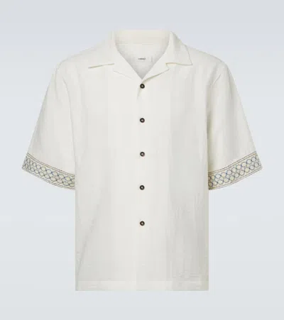 Commas Crochet-trimmed Bowling Shirt In Neutral