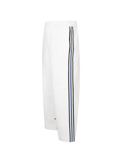 Commas Crochet-stripe Jersey Trousers In White