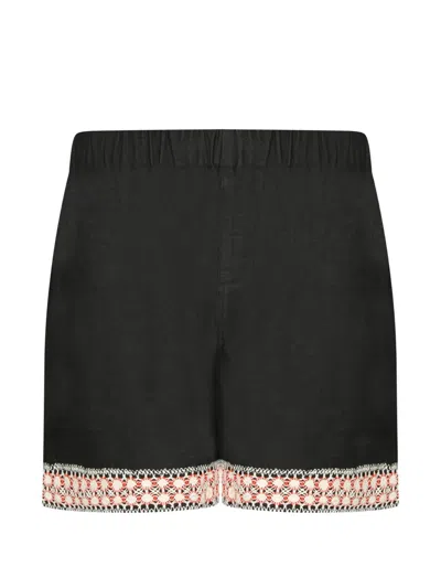 Commas Crochet-trim Elasticated Shorts In Black