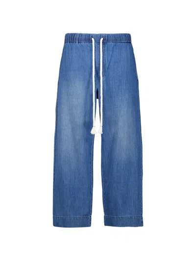 Commas Drawcord-waist Pintuck-pleat Jeans In Blue