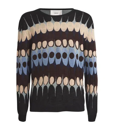 Commas Eclipse Jacquard Sweater In Black/multi