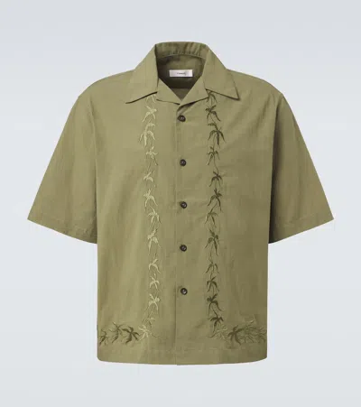 Commas Embroidered Bowling Shirt In Green
