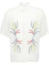 Commas Embroidered Linen And Cotton Bowling Shirt In Neutrals