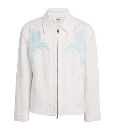Commas Embroidered-detail Boucle Jacket In White