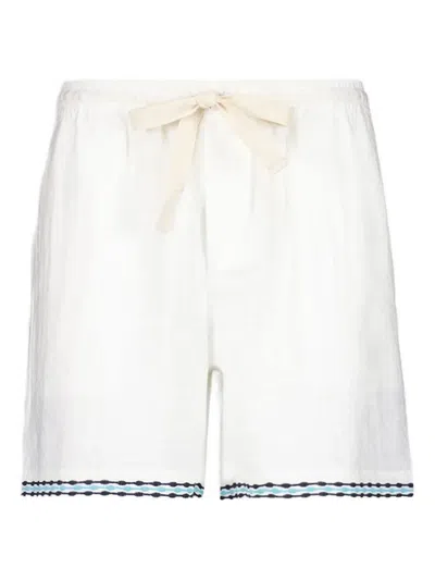 Commas Embroidered-hem Shorts In White
