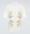 Commas Embroidered Linen And Cotton Bowling Shirt In White