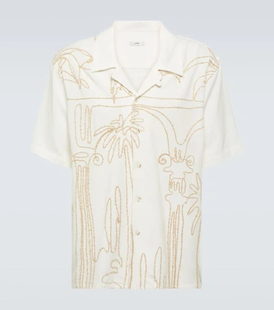 Commas Embroidered Linen And Cotton Shirt In Neutrals