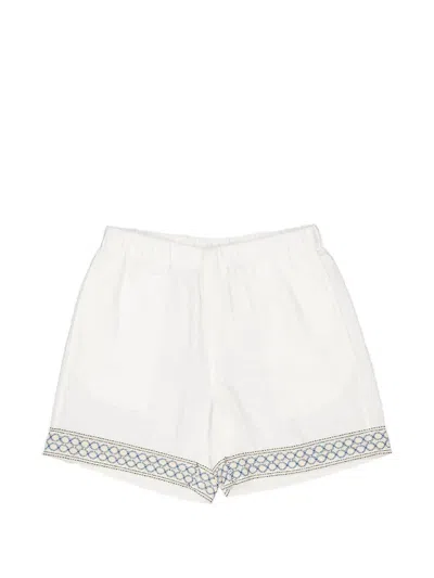 Commas Embroidered-detail Shorts In White