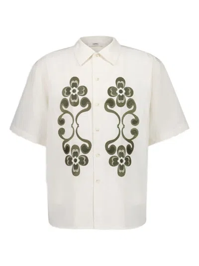 Commas Floral-embroidered Shirt In Neutral