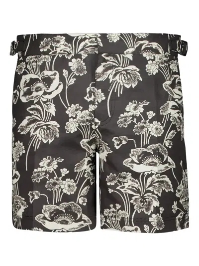 Commas Floral-print Swim Shorts In Brown
