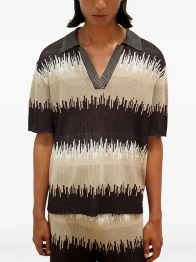 Commas Frequency Wave Ribbed T-shirt In Multi