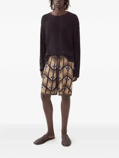 Commas Geometric Jacquard Knitted Shorts In Brown