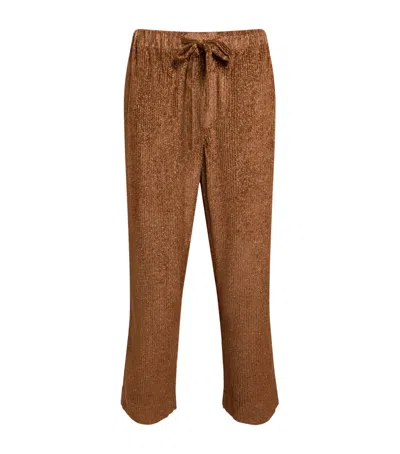 Commas Glittered Corduroy Relaxed Trousers In Burgundy