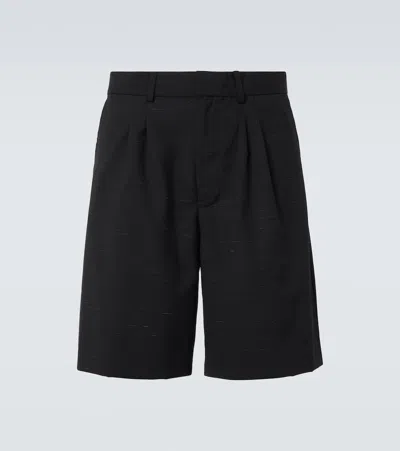 Commas Heathered Cotton And Wool Shorts In Black