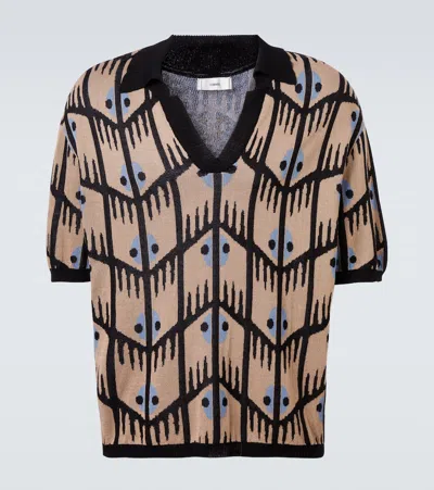 Commas Jacquard Polo Shirt In Sand