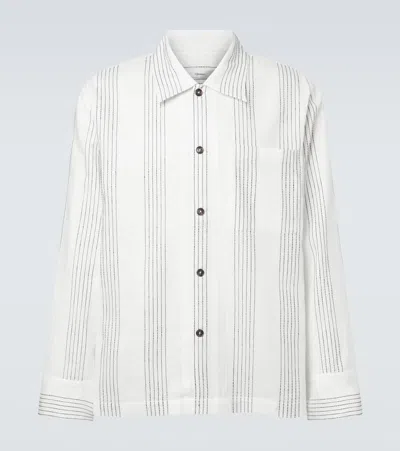 Commas Kantha Striped Cotton Overshirt In White