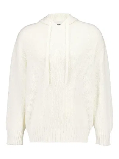 Commas Knit Hoodie In White