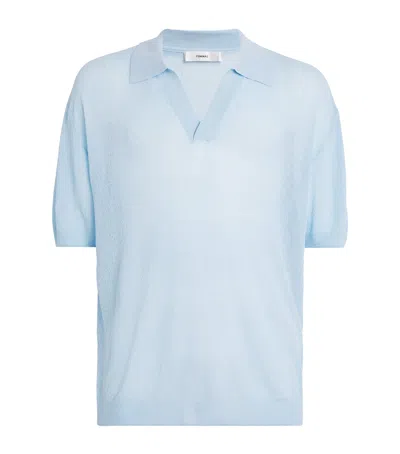 Commas Knitted Polo Shirt In Blue