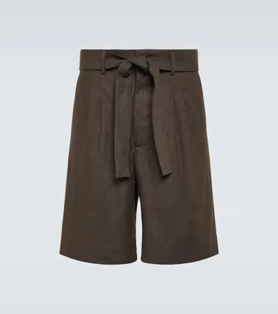 Commas Linen-blend Bermuda Shorts In Brown