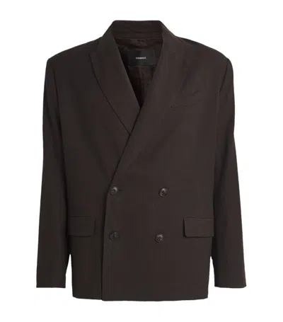 Commas Linen-blend Double-breasted Jacket In Brown