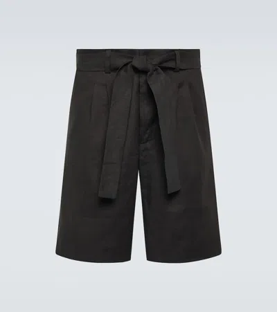 Commas Linen-blend Shorts In Black