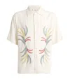 Commas Embroidered Linen And Cotton Bowling Shirt In White