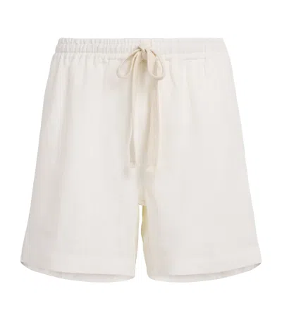Commas Linen Drawstring Shorts In White