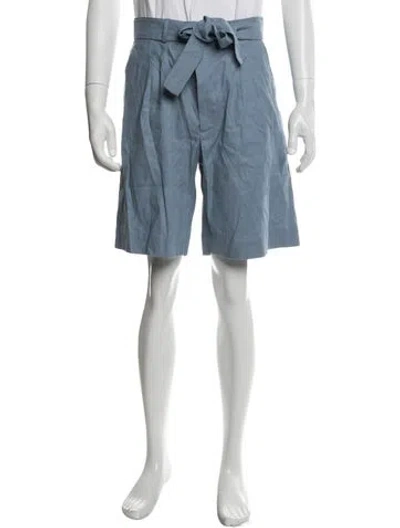 Pre-owned Commas Linen Flat Front Shorts In Blue