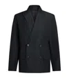 Commas Linen-wool Double-breasted Blazer In Black