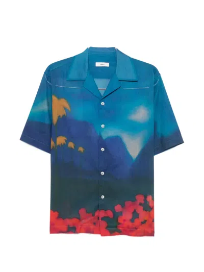 Commas Midnight Horizon Camp-collar Shirt In Blue