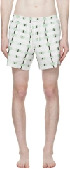 Commas Off-white Checked Swim Shorts In Off White / Pistachi