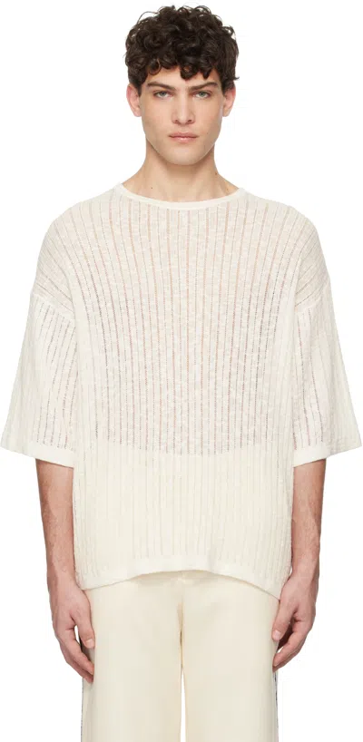 Commas Off-white Pointelle Knit T-shirt In Off White