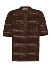 Commas Open-work Polo Shirt In Brown