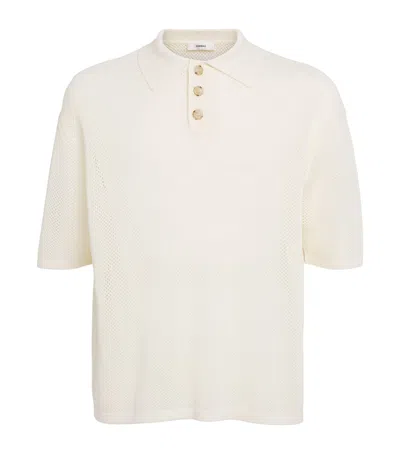 Commas Open-weave Polo Shirt In Beige