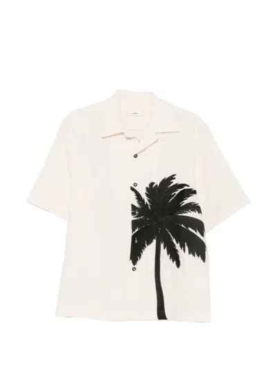 Commas Palm-embroidered Shirt In Neutral