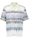 Commas Eclipse Silk And Cotton Bowling Shirt In Weiss